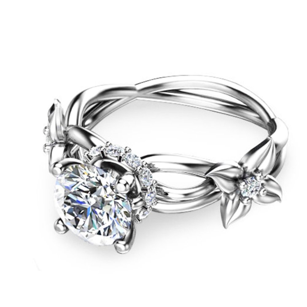 🥰Twisted Beautiful Bright Flower Silver Wedding Rings for Women, INDN8054 - Picture 5 of 8